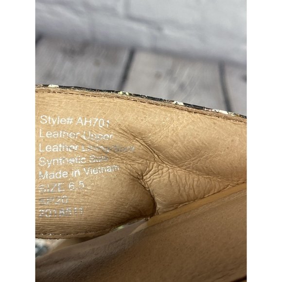 Madewell Skyler Slide Sandals Snake Embossed Leather Crossover Gray Green Sz 6.5 - Picture 5 of 8